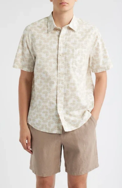 Treasure & Bond Lived In Short Sleeve Poplin Button-up Shirt In Neutral