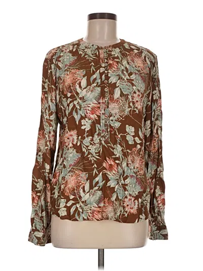 Pre-owned Treasure & Bond Long Sleeve Blouse In Brown