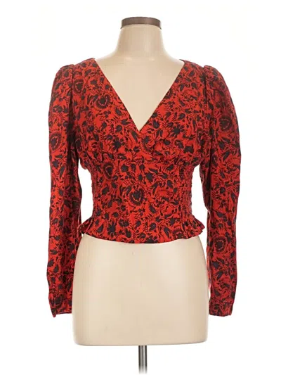 Pre-owned Treasure & Bond Long Sleeve Blouse In Red