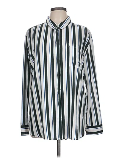 Pre-owned Treasure & Bond Long Sleeve Blouse In Silver