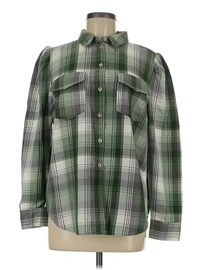 Pre-owned Treasure & Bond Long Sleeve Button Down Shirt In Green
