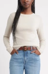 Treasure & Bond Long Sleeve Cotton Blend Rib T-shirt In White