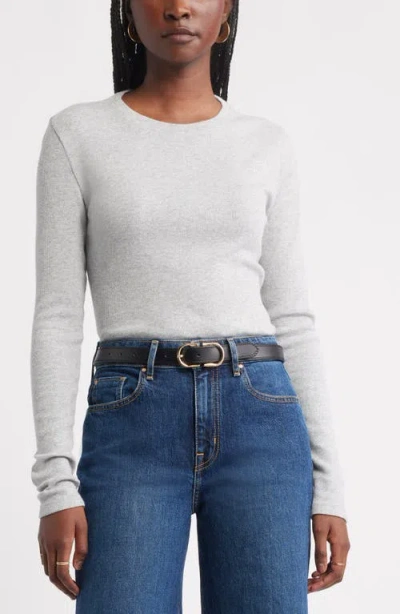 Treasure & Bond Long Sleeve Cotton Blend Rib T-shirt In White