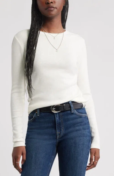 Treasure & Bond Long Sleeve Cotton Blend Rib T-shirt In White