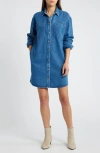 Treasure & Bond Long Sleeve Denim Shirtdress In Medium Wash