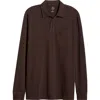 Treasure & Bond Long Sleeve Heavyweight Jersey Polo In Brown