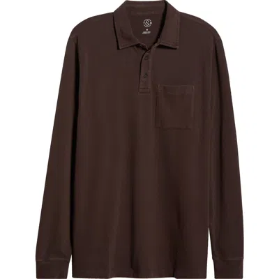 Treasure & Bond Long Sleeve Heavyweight Jersey Polo In Brown