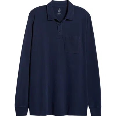 Treasure & Bond Long Sleeve Heavyweight Jersey Polo In Blue