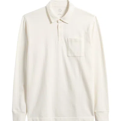 Treasure & Bond Long Sleeve Heavyweight Jersey Polo In White