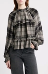 Treasure & Bond Long Sleeve Plaid Woven Shirt In Brown