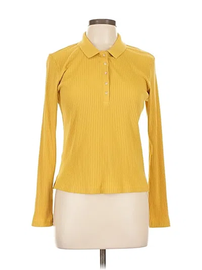 Pre-owned Treasure & Bond Long Sleeve Polo Shirt In Yellow