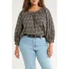 Treasure & Bond Print Raglan Sleeve Cotton Top In Black