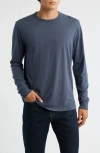 Treasure & Bond Long Sleeve Slub Silk Crewneck T-shirt In Blue