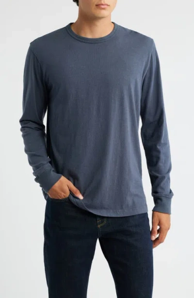 Treasure & Bond Long Sleeve Slub Silk Crewneck T-shirt In Blue
