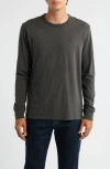 Treasure & Bond Long Sleeve Slub Silk Crewneck T-shirt In Gray