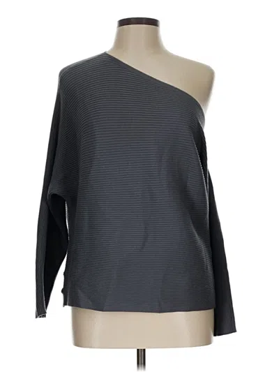 Pre-owned Treasure & Bond Long Sleeve Top Gray One Shoulder Neckline Tops