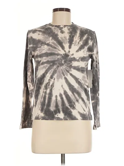 Treasure & Bond Long Sleeve Top Gray Tie-dye Pattern Mock Neckline Tops