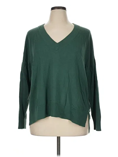 Pre-owned Treasure & Bond Long Sleeve Top Green V-neck Tops