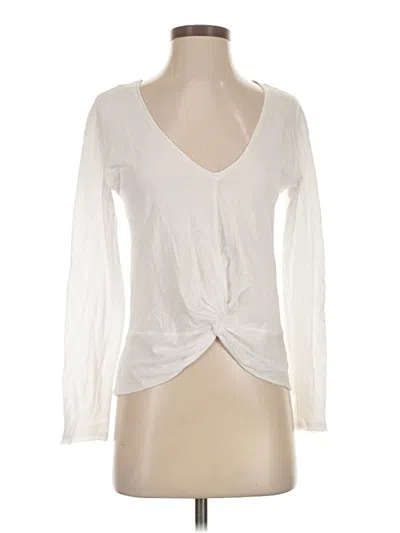 Pre-owned Treasure & Bond Long Sleeve Top White Plunge Neckline Tops