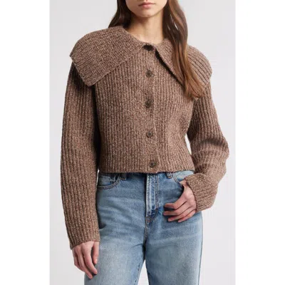 Treasure & Bond Marled Oversize Collar Cardigan In Brown Tiramisu