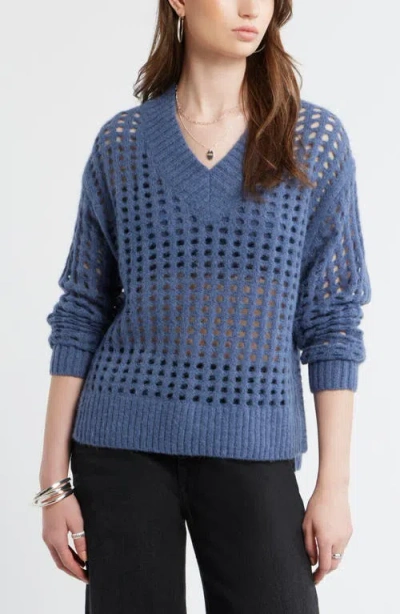 Treasure & Bond Mesh Stitch V-neck Sweater In Multi