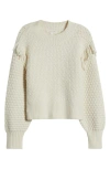 Treasure & Bond Mixed Stitch Fringe Sweater In Ivory Dove