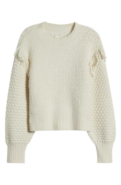 Treasure & Bond Mixed Stitch Fringe Sweater In Ivory Dove