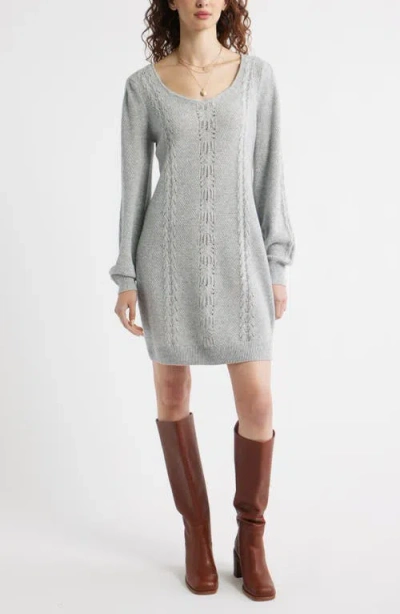 Treasure & Bond Mixed Stitch Long Sleeve Sweater Dress In Blue