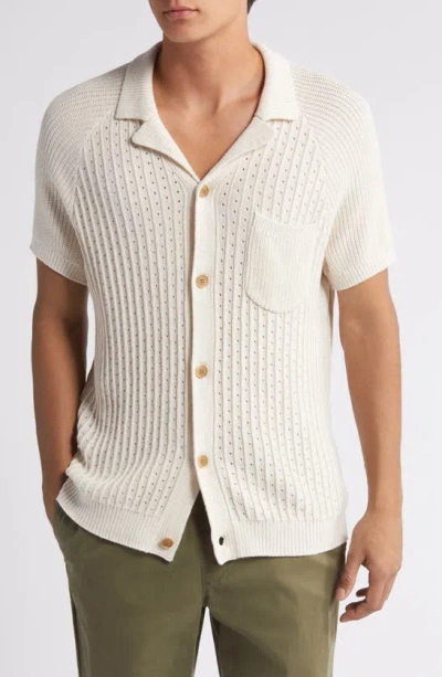 Treasure & Bond Mixed Stitch Short Sleeve Cardigan In Ivory Egret Marl