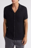 Treasure & Bond Mixed Stitch Short Sleeve Cardigan In Navy Night Marl