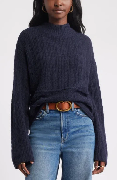 Treasure & Bond Mock Neck Alpaca & Wool Blend Sweater In Blue