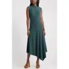 Treasure & Bond Mock Neck Asymmetrical Maxi Dress In Green
