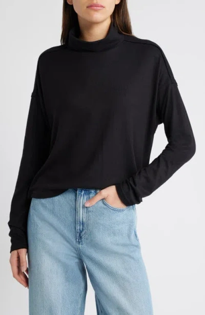 Shop Treasure & Bond Mock Neck Long Sleeve Top In Black