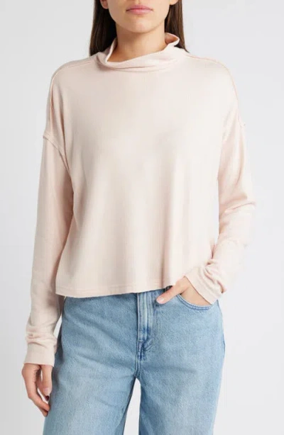 Treasure & Bond Mock Neck Long Sleeve Top In Pink Peach