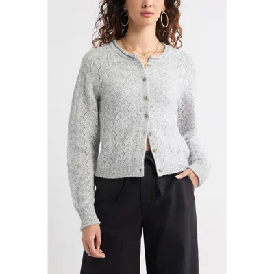 Treasure & Bond Nep Pointelle Cardigan In Gray