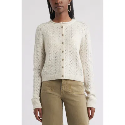 Treasure & Bond Nep Pointelle Cardigan In Neutral
