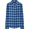 Treasure & Bond Ombré Check Slub Cotton Flannel Button-up Shirt In Blue