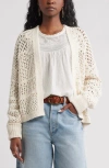 Treasure & Bond Openwork Slouchy Cotton Cardigan In Neutral