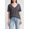 Treasure & Bond Oversize V-neck Cotton T-shirt In Black Jet
