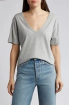 Treasure & Bond Oversize V-neck Cotton T-shirt In Gray