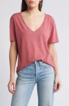 Treasure & Bond Oversize V-neck Cotton T-shirt In Pink Mauve