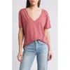 Treasure & Bond Oversize V-neck Cotton T-shirt In Pink Mauve