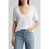 Treasure & Bond Oversize V-neck Cotton T-shirt In White