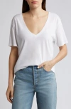 Treasure & Bond Oversize V-neck Cotton T-shirt In White