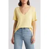 Treasure & Bond Oversize V-neck Cotton T-shirt In Yellow Raffia