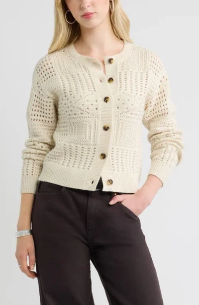 Treasure & Bond Patchwork Pointelle Cardigan In White