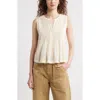Treasure & Bond Pintuck Cotton Blend Tank In Ivory Dove