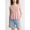 Treasure & Bond Pintuck Cotton Blend Tank In Pink Timber