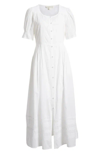 Treasure & Bond Pintuck Cotton Maxi Dress In White