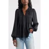 Treasure & Bond Pintuck Satin Top In Black